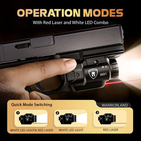 WARRIORLAND MB1 500 Lumens Portable Universal Rail Mounted Weapon Light - Red Laser & White LED Combo with Glock 17/19 Claw Holster - Three Operation Modes & Power Indicator MB1w/Glock G17/G19