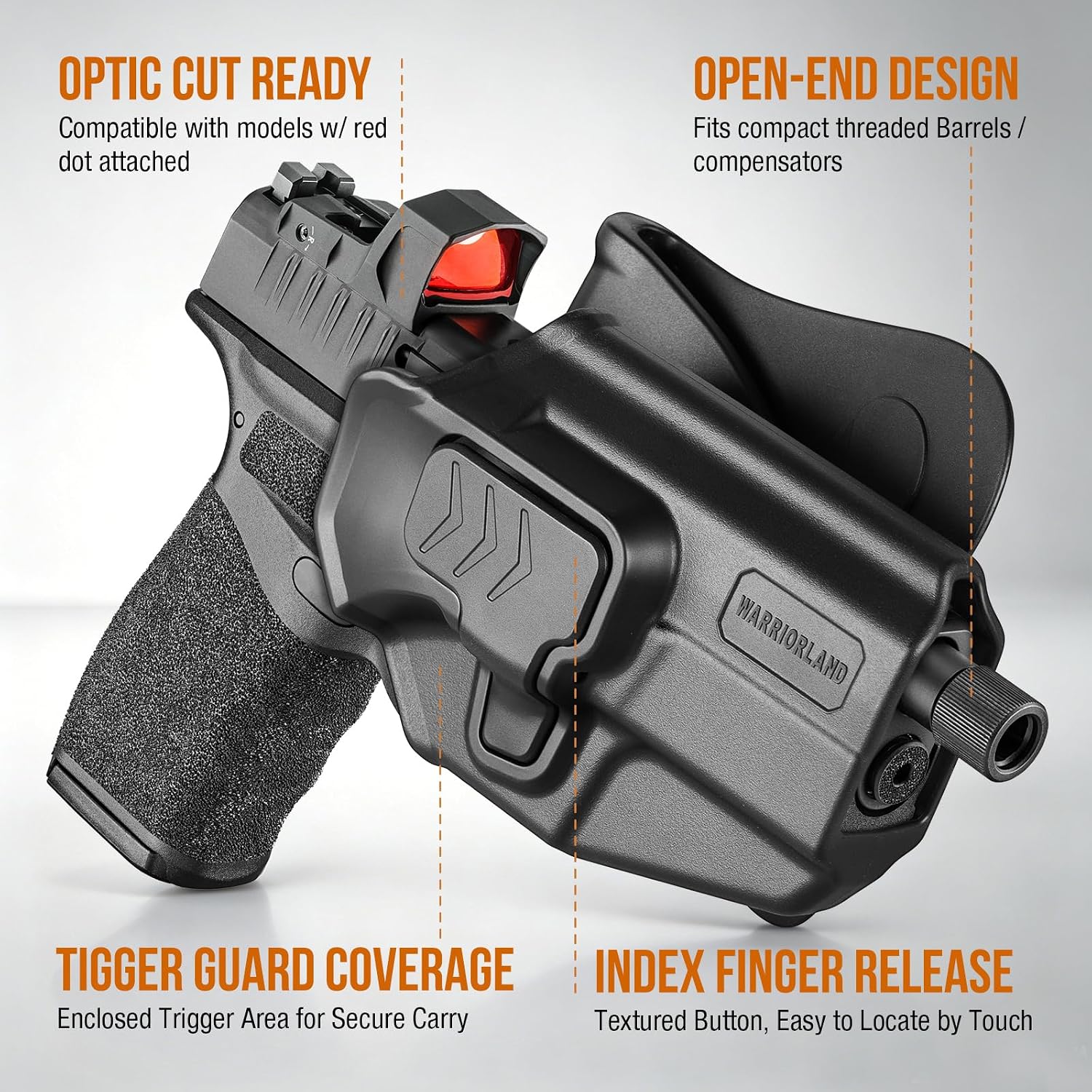 WARRIORLAND Level II Index Finger Release Paddle Holster, Fits Springfield Hellcat Pro/Hellcat RDP &OSP / Hellcat Pro Comp |, Optic Cut, Adj. Cant & Retention