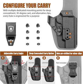 WARRIORLAND IWB Hybrid Holster for 5" 1911 No-Rail (Colt · Kimber · Ruger · S&W · Sig · RIA · Tisas) - Optic Cut, Adjustable Cant/Height/Retention, Ultimate Comfort Leather-Kydex, Right Hand Draw