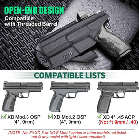 WARRIORLAND IWB Kydex Holster for Springfield XD MOD.2 / MOD.3 9mm & XD 4" .45ACP - Optic Cut + Claw, Inside Waistband Concealed Carry, Adjustable Cant & Retention, Right Hand Draw