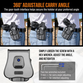 WARRIORLAND Level II Retention Index Finger Release Paddle Holster, Fits Taurus GX2 / GX2 TORO, Optic Cut, Adj. Cant & Retention, Right Hand