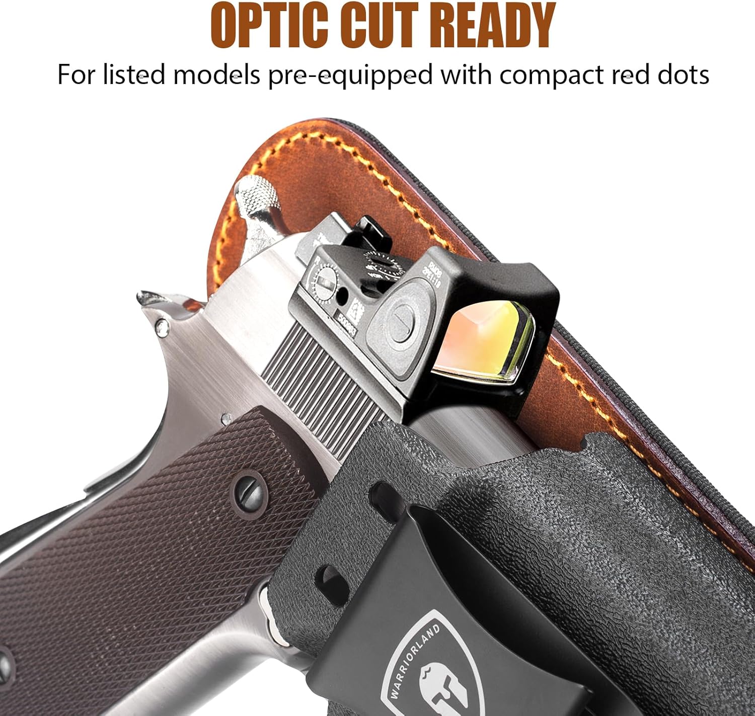 5" 1911 IWB Hybrid Holster (Colt/Kimber/Tisas/S&W/Ruger/Sig/RIA) - WARRIORLAND Optic-Cut Right-Hand Concealed Carry, Adj. Height/Cant/Retention, Ultimate Comfort