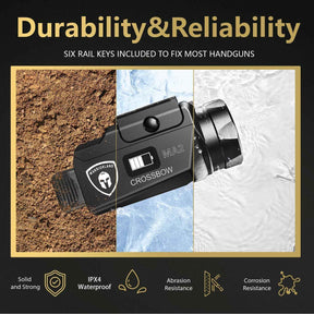 Sar9 Pistol Light + IWB Holster Combo - WARRIORLAND MA2 800 Lumen Rechargeable LED Weapon Light with OLED Power Indicator, Right Hand Kydex Holster Included