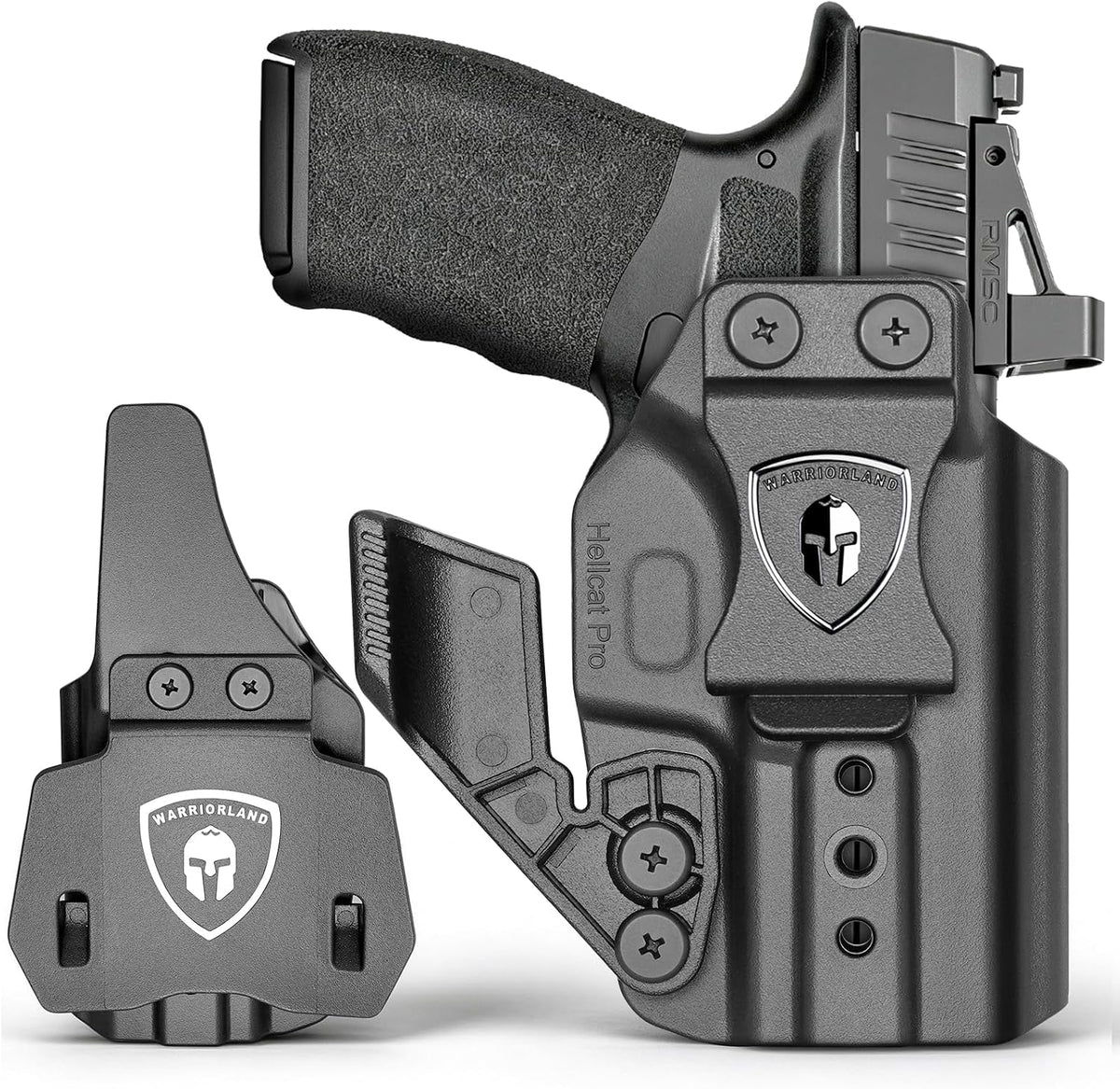 WARRIORLAND IWB & OWB Holster , Fits Springfield Hellcat Pro OSP / Hellcat Pro OSP Threaded. w/Optic Cut / Retention & Cant, w/ Concealment Claw, 1.5" Belt Clip & 2.0" OWB Paddle, Right