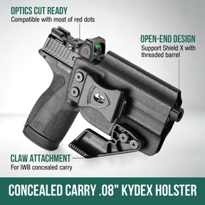 WARRIORLAND IWB Kydex Holster, Fits S&W M&P SHIELD X with Claw, Optic Cut, Adj. Retention