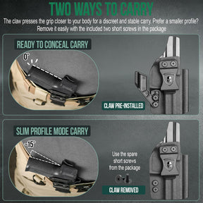WARRIORLAND IWB Kydex Holster, Fits S&W M&P SHIELD X with Claw, Optic Cut, Adj. Retention