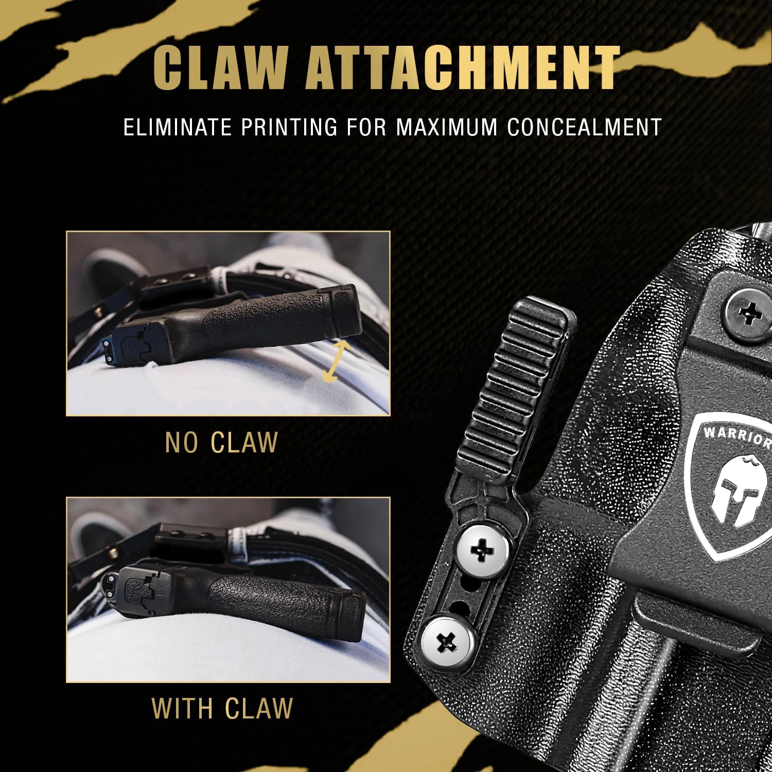 WARRIORLAND IWB Kydex Holster, Fit for Glock 43/43X/43Xmos, Claw& Optic Cut