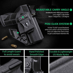 WARRIORLAND IWB Kydex Holster for Taurus GX2 - Optic Cut & Claw, Inside Waistband Concealed Carry, Adjustable Cant & Retention, Audible Lock, Right Hand