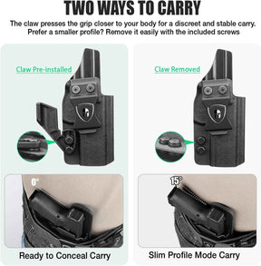 WARRIORLAND IWB Kydex Holster, Fit FN Reflex Adj. Cant & Retention | w/Optic Cut & Claw Options