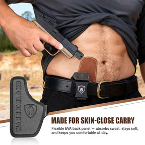 WARRIORLAND Springfield Hellcat Pro Holster - Compatible with Hellcat/RDP/OSP Optics Cut, IWB Hybrid Kydex/Leather Concealed Carry Holster, Right Hand, Adjustable Cant & Retention & Ride Height, Inside Waistband Holster