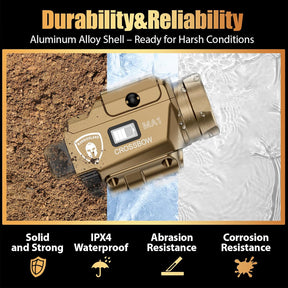 WARRIORLAND 800-Lumen FDE MA1 Pistol Laser LED Light & Holster Combo, Fit for Taurus G3C/G2C/G3C Toro / /Millennium G2 PT111/PT140, Magnetic USB Rechargeable | Screen Power Status