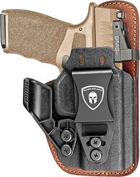 WARRIORLAND Springfield Hellcat Pro Holster - Compatible with Hellcat/RDP/OSP Optics Cut, IWB Hybrid Kydex/Leather Concealed Carry Holster, Right Hand, Adjustable Cant & Retention & Ride Height, Inside Waistband Holster