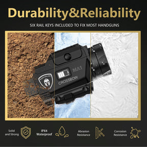 WARRIORLAND S&W M&P 9 M2.0 (3.6"/4.0"/4.25") + 800-Lumen MA1 Light-Bearing IWB Holster Combo, LED Flashlight Green Laser, Firearm Tactical Light, Right-Hand, Rechargeable | Power Indicator