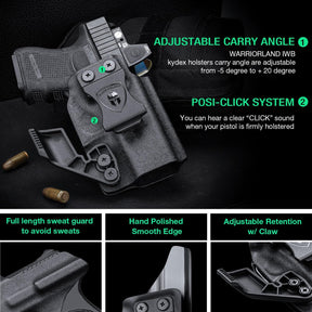Glock 26  / 𝟮𝟳 / 𝟯𝟯 (𝗠𝗢𝗦)  IWB Kydex Holster - WARRIORLAND Optic Cut + Claw, Right-Hand Concealed Carry - WARRIORLAND