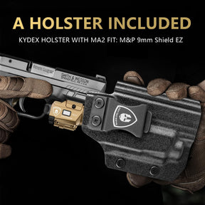WARRIORLAND IWB Holster w/ MA1 800-Lumen Green Laser Light Combo for S&W M&P Shield EZ 9mm/.30, Right Hand, Rechargeable & Power Indicator WARRIORLAND