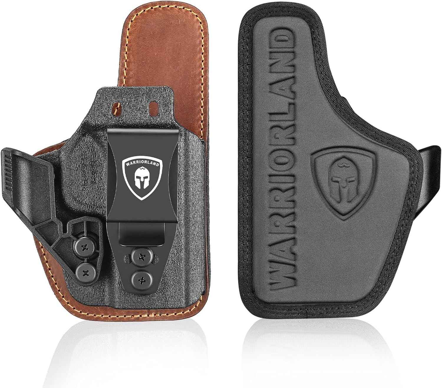 WARRIORLAND Springfield Hellcat Pro Holster - Compatible with Hellcat/RDP/OSP Optics Cut, IWB Hybrid Kydex/Leather Concealed Carry Holster, Right Hand, Adjustable Cant & Retention & Ride Height, Inside Waistband Holster