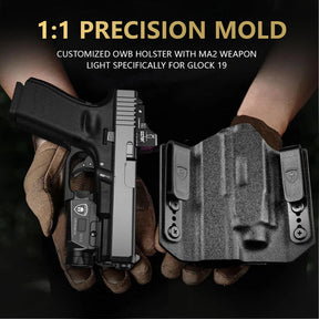 WARRIORLAND Kydex OWB Holster (Only) Fit Glock 17/19 & 800 Lumens MA2 Light WARRIORLAND
