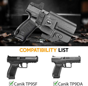 Canik TP9SF / TP9DA IWB Kydex Holster Optic Cut – with Concealment Claw, Adjustable Cant & Audible Click Retention, Inside Waistband Concealed Carry, Right Hand – WARRIORLAND
