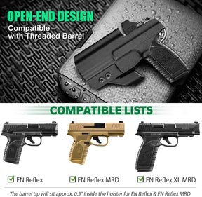 WARRIORLAND IWB Kydex Holster, Fit FN Reflex Adj. Cant & Retention | w/Optic Cut & Claw Options