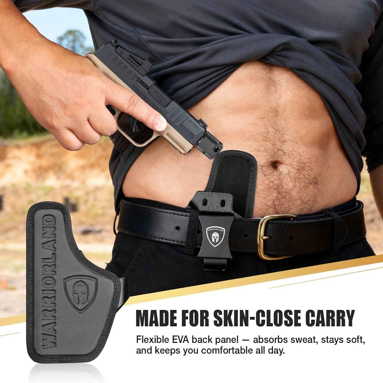 Springfield Hellcat Pro / Hellcat / Hellcat RDP & OSP IWB Hybrid Holster - WARRIORLAND Optic-Cut Right-Hand Concealed Carry, Adj. Height/Cant/Retention, Ultimate All-Day Comfort