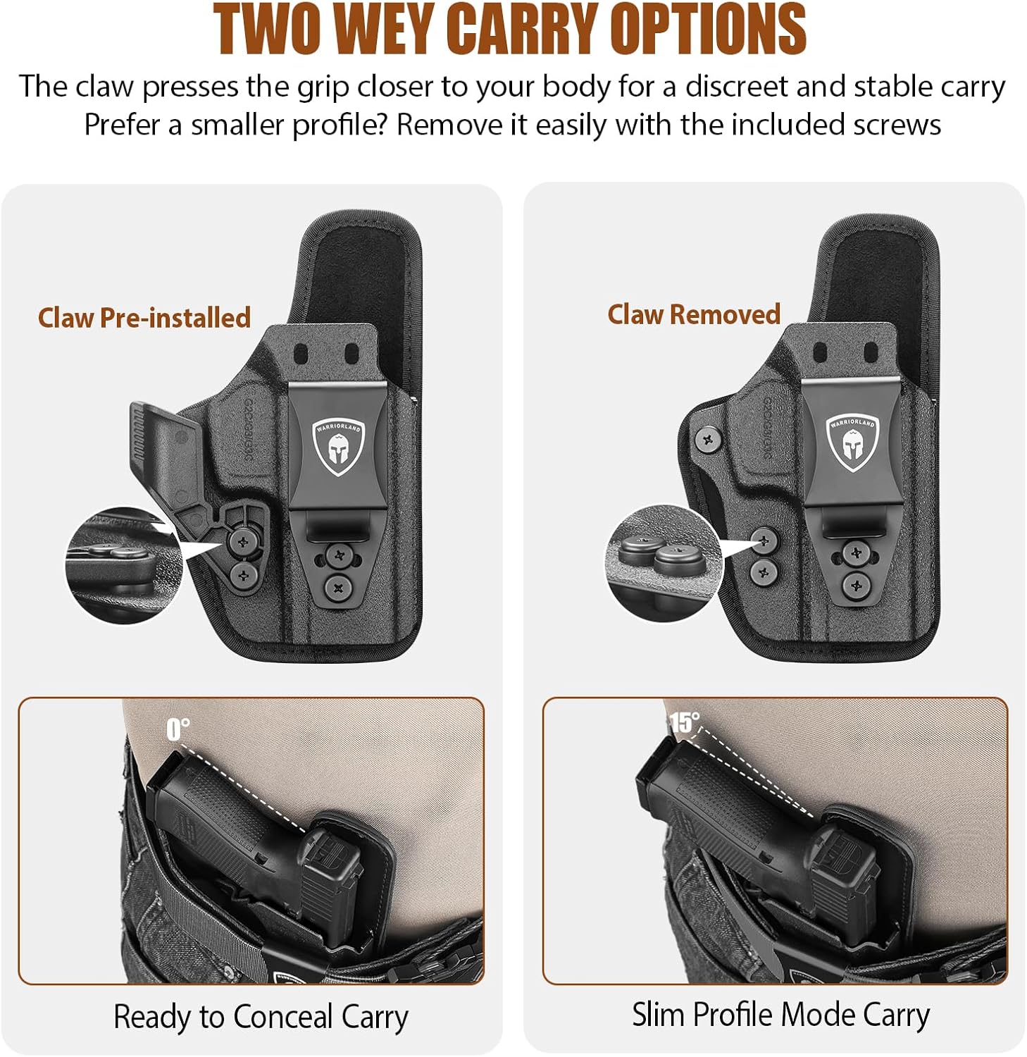 Taurus G2C / G3C / G3 / G2s / GX4 Carry / PT111 G2 / PT140 G2 IWB Hybrid Holster - WARRIORLAND Optic-Cut Right-Hand Concealed Carry, Adj. Height/Cant/Retention, Ultimate Comfort
