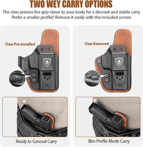 WARRIORLAND IWB Hybrid Holster for Taurus G2C · G3C · G3 · GX4 Carry · G2s · PT111 G2 · PT140 G2 - Optics Ready, Ultimate Comfort Leather-Back, Adjustable Cant/Height/Retention, Right Hand Concealed Carry