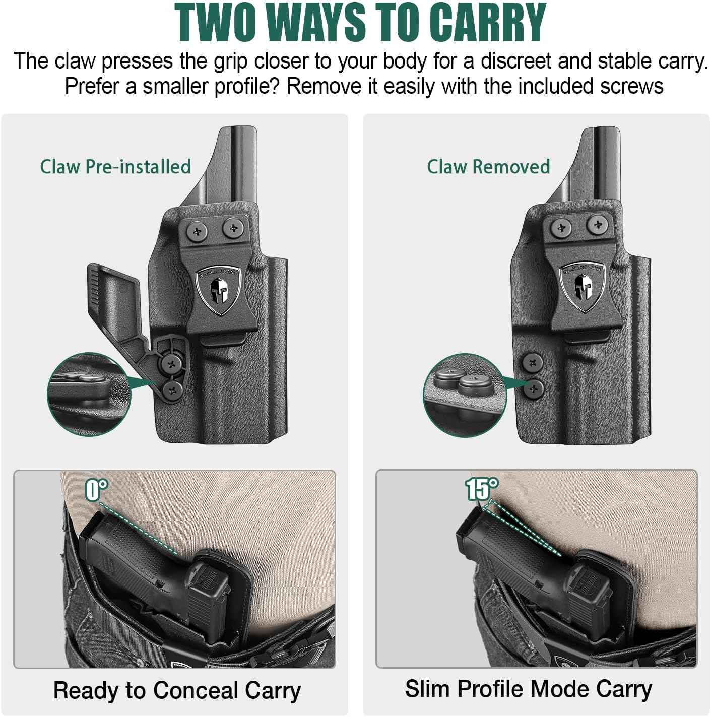 Ruger RXM IWB Kydex Holster - Optic Cut & Concealment Claw, Adjustable Cant & Retention, Appendix Inside Waistband Concealed Carry, Right Hand - WARRIORLAND