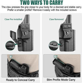 Ruger RXM IWB Kydex Holster - Optic Cut & Concealment Claw, Adjustable Cant & Retention, Appendix Inside Waistband Concealed Carry, Right Hand - WARRIORLAND