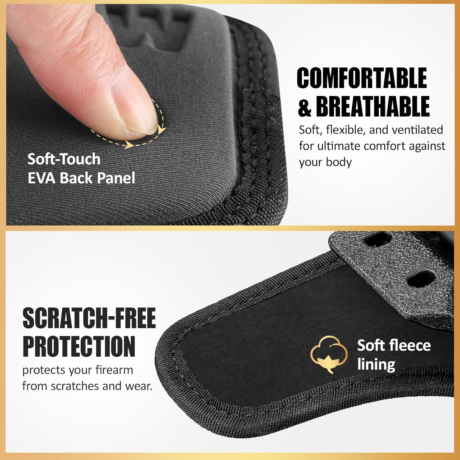 WARRIORLAND IWB Hybrid Holster for Glock 43X / 43X MOS / 43 / 48 MOS / G48 – Optic Cut, Right Hand, Adj. Height/Cant/Retention WARRIORLAND