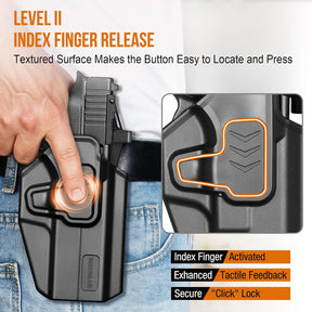 WARRIORLAND Level II Index Finger Release Paddle Holster, Fits Glock 43X/ 43X MOS/ 43 & Glock 48/48 MOS / PSA Dagger Micro, Optic Cut, Adj. Cant & Retention, Right Hand