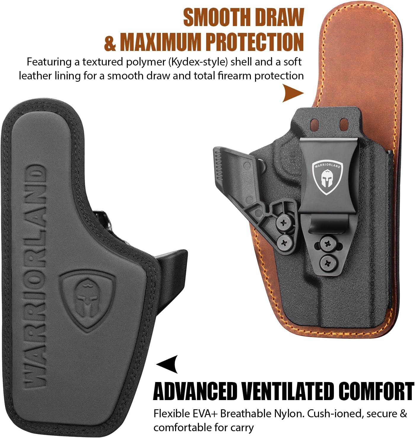 5" 1911 IWB Hybrid Holster (Colt/Kimber/Tisas/S&W/Ruger/Sig/RIA) - WARRIORLAND Optic-Cut Right-Hand Concealed Carry, Adj. Height/Cant/Retention, Ultimate Comfort