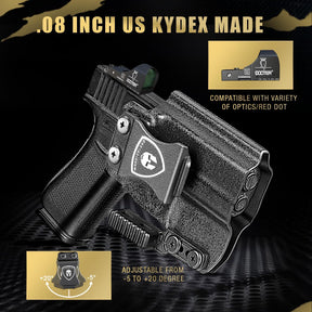 WARRIORLAND IWB Kydex Holster, Fit for Glock 43/43X/43Xmos, Claw& Optic Cut