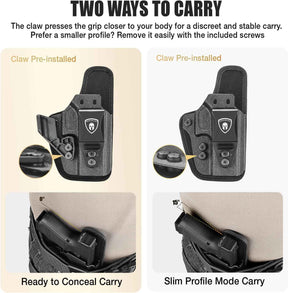 Springfield Hellcat Pro / Hellcat / Hellcat RDP & OSP IWB Hybrid Holster - WARRIORLAND Optic-Cut Right-Hand Concealed Carry, Adj. Height/Cant/Retention, Ultimate All-Day Comfort