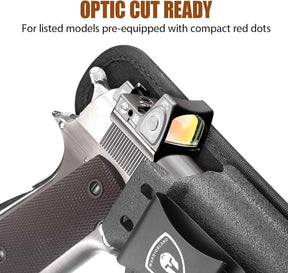 WARRIORLAND IWB Hybrid Holster for 5" 1911 No-Rail (Colt · Kimber · Ruger · S&W · Sig · RIA · Tisas) - Optic Cut, Adjustable Cant/Height/Retention, Ultimate Comfort Leather-Kydex, Right Hand Draw