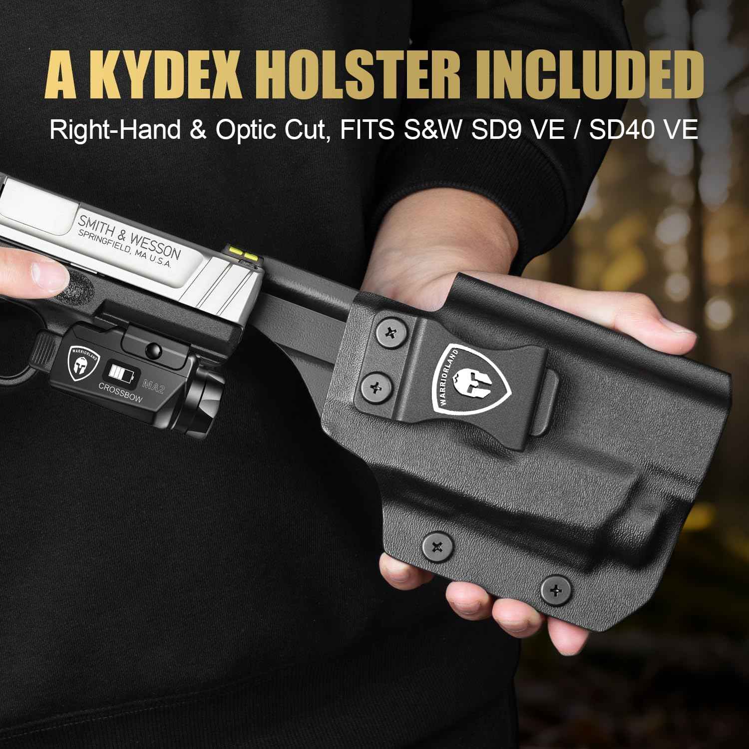 WARRIORLAND MA2 Firearm Light with S&W SD9VE Right Hand Holster