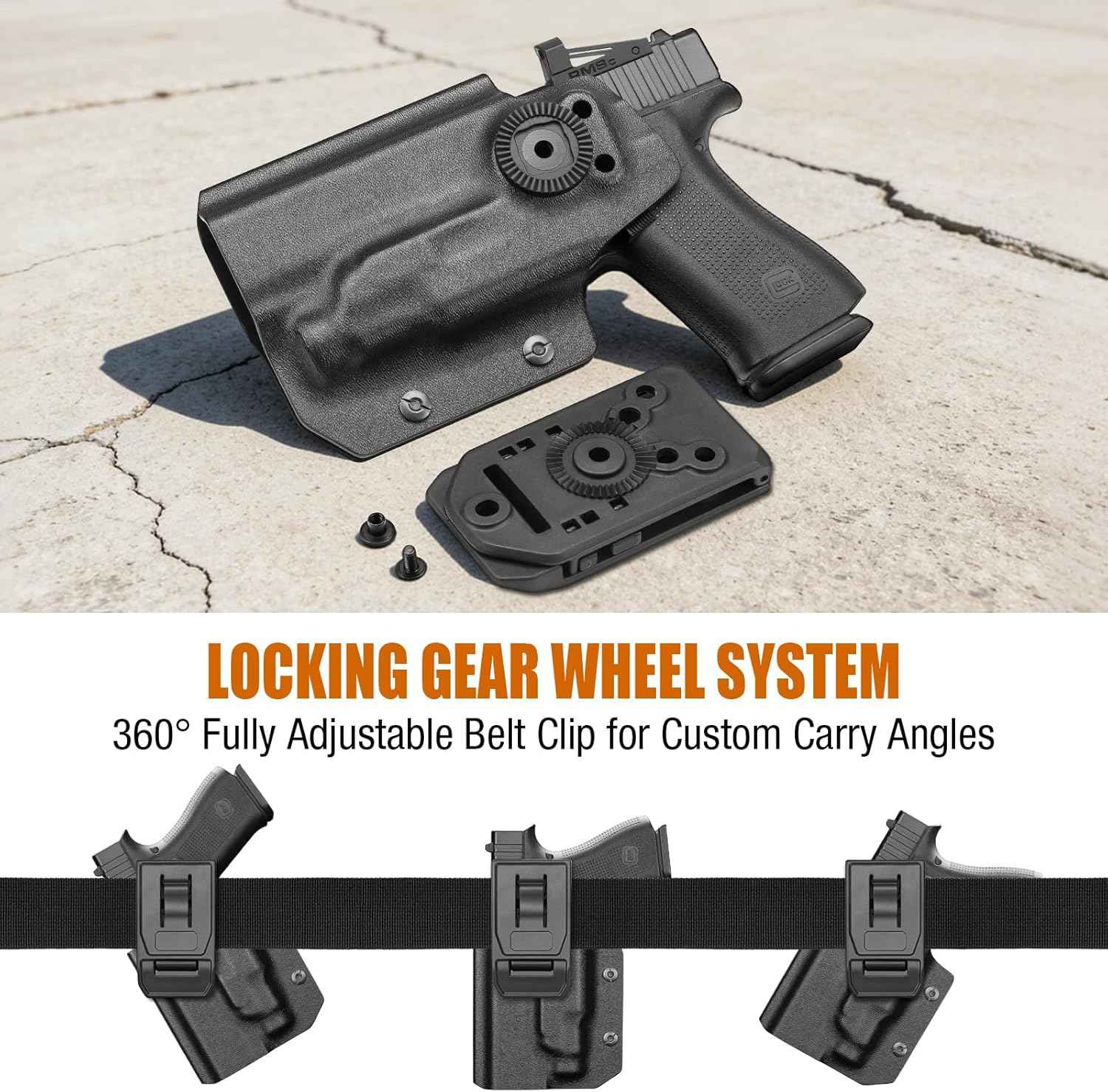 Glock 43X MOS / 48 MOS / 43X Rail OWB Kydex Holster for TLR-7X Sub / TLR-7 HL-X Sub - Optic Cut, Adjustable Cant & Posi-Click Retention, Right Hand - WARRIORLAND