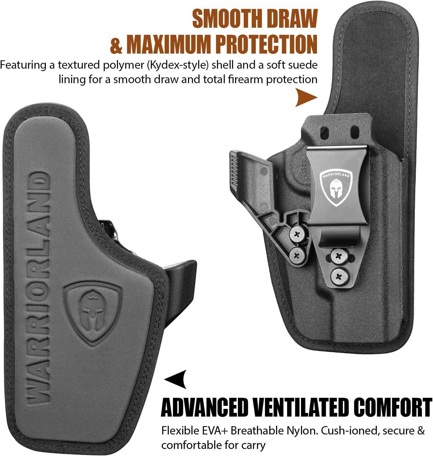 WARRIORLAND IWB Hybrid Holster for 5" 1911 No-Rail (Colt · Kimber · Ruger · S&W · Sig · RIA · Tisas) - Optic Cut, Adjustable Cant/Height/Retention, Ultimate Comfort Leather-Kydex, Right Hand Draw
