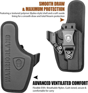 WARRIORLAND IWB Hybrid Holster for 5" 1911 No-Rail (Colt · Kimber · Ruger · S&W · Sig · RIA · Tisas) - Optic Cut, Adjustable Cant/Height/Retention, Ultimate Comfort Leather-Kydex, Right Hand Draw