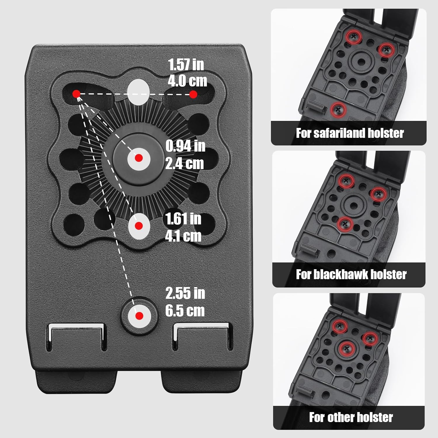 MOLLE Holster & Mag Pouch Adapter (3-Inch) - WARRIORLAND Heavy-Duty Tactical Clip for Holsters, Pouches, Taser X7/X26P, Sheaths & Backpacks, w/Mount Screw & Nut Kit, 1 Pack WARRIORLAND