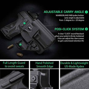 WARRIORLAND IWB Kydex Holster, Fit Ruger Security 380 | Adj. Cant & Retention | w/Optic Cut & Claw Options