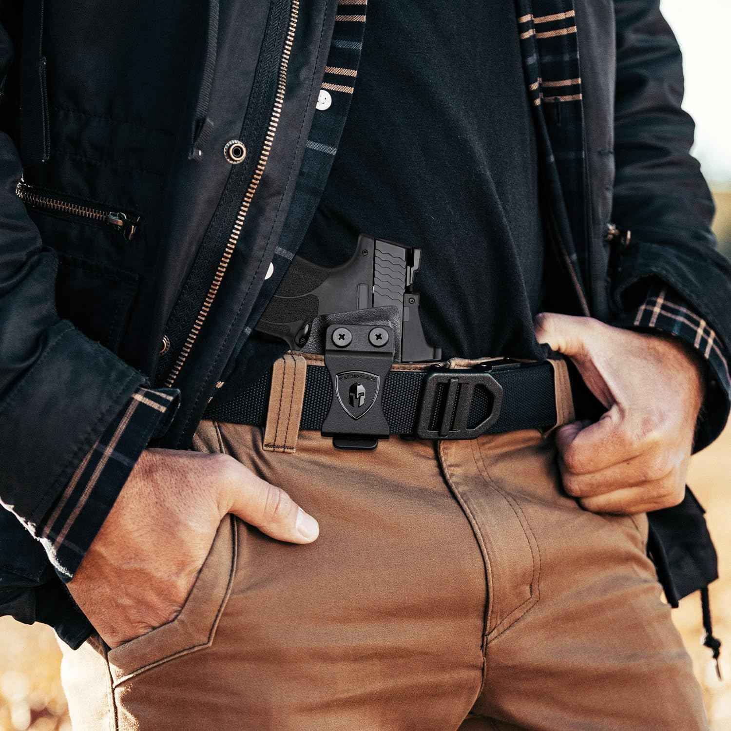 S&W M&P Shield / Shield Plus IWB Kydex Holster Light-Bearing - Fits TLR-6, Optic Cut, Adjustable Cant & Retention, Appendix Concealed Carry, Right Hand - WARRIORLAND