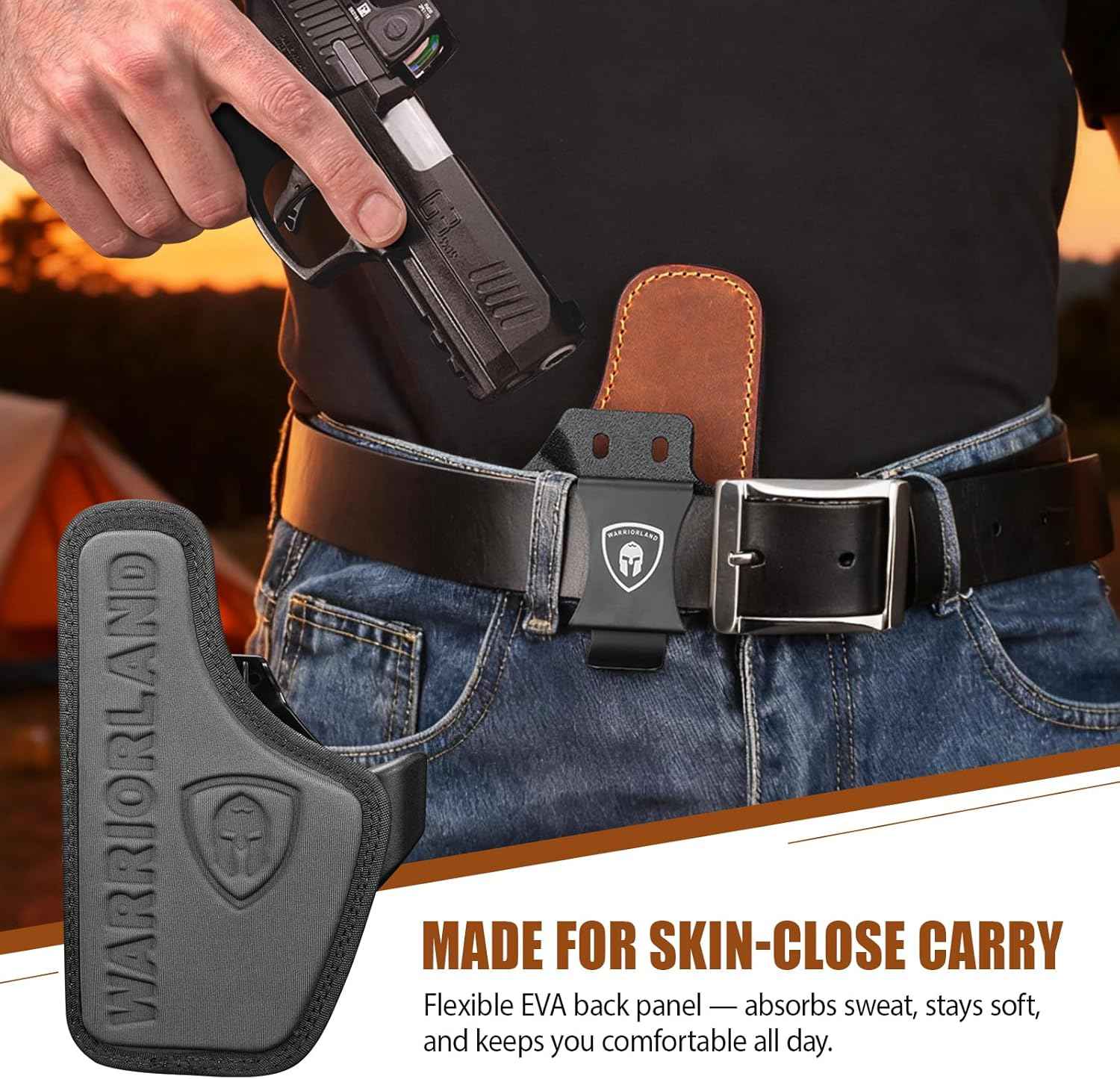 WARRIORLAND IWB Hybrid Holster for Taurus G2C · G3C · G3 · GX4 Carry · G2s · PT111 G2 · PT140 G2 - Optics Ready, Ultimate Comfort Leather-Back, Adjustable Cant/Height/Retention, Right Hand Concealed Carry