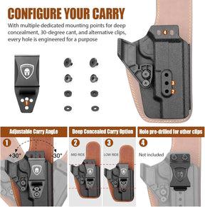 5" 1911 IWB Hybrid Holster (Colt/Kimber/Tisas/S&W/Ruger/Sig/RIA) - WARRIORLAND Optic-Cut Right-Hand Concealed Carry, Adj. Height/Cant/Retention, Ultimate Comfort