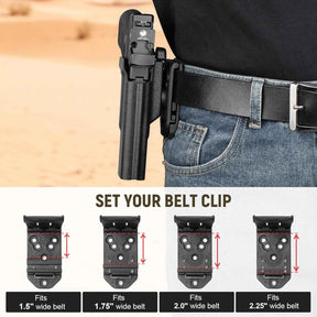 Glock 17/19/19X/45 Holster OWB Kydex Optic Cut - Thumb Release, Fits Gen 3-5 & G23/G32/G44, 360° Adjustable Cant, 1.5"-2.25" Belt, Right Hand - WARRIORLAND