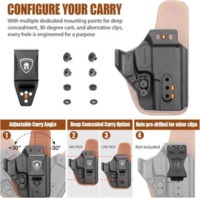 WARRIORLAND IWB Hybrid Holster for Taurus G2C · G3C · G3 · GX4 Carry · G2s · PT111 G2 · PT140 G2 - Optics Ready, Ultimate Comfort Leather-Back, Adjustable Cant/Height/Retention, Right Hand Concealed Carry