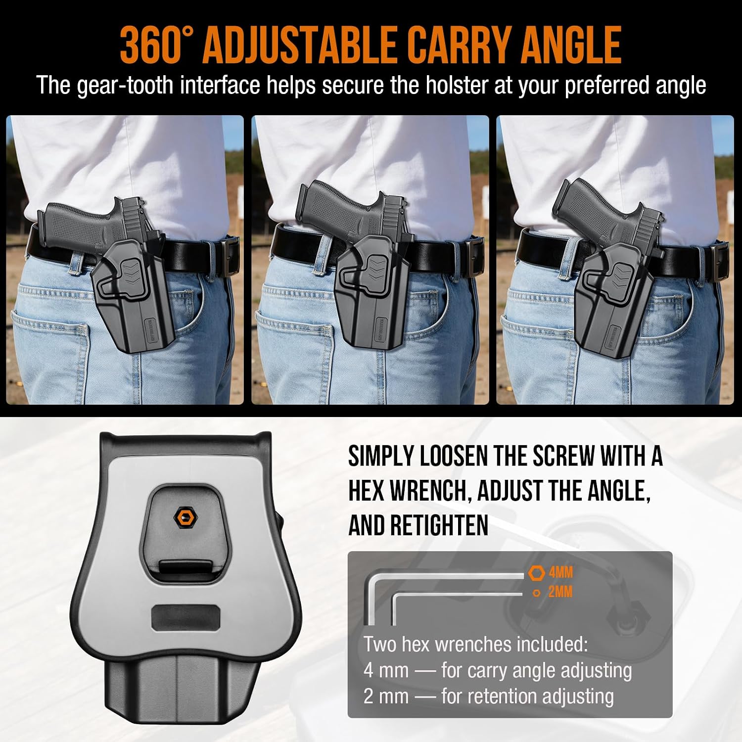 WARRIORLAND Level II Index Finger Release Paddle Holster, Fits Glock 43X/ 43X MOS/ 43 & Glock 48/48 MOS / PSA Dagger Micro, Optic Cut, Adj. Cant & Retention, Right Hand