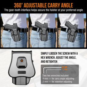 WARRIORLAND Level II Index Finger Release Paddle Holster, Fits Glock 43X/ 43X MOS/ 43 & Glock 48/48 MOS / PSA Dagger Micro, Optic Cut, Adj. Cant & Retention, Right Hand