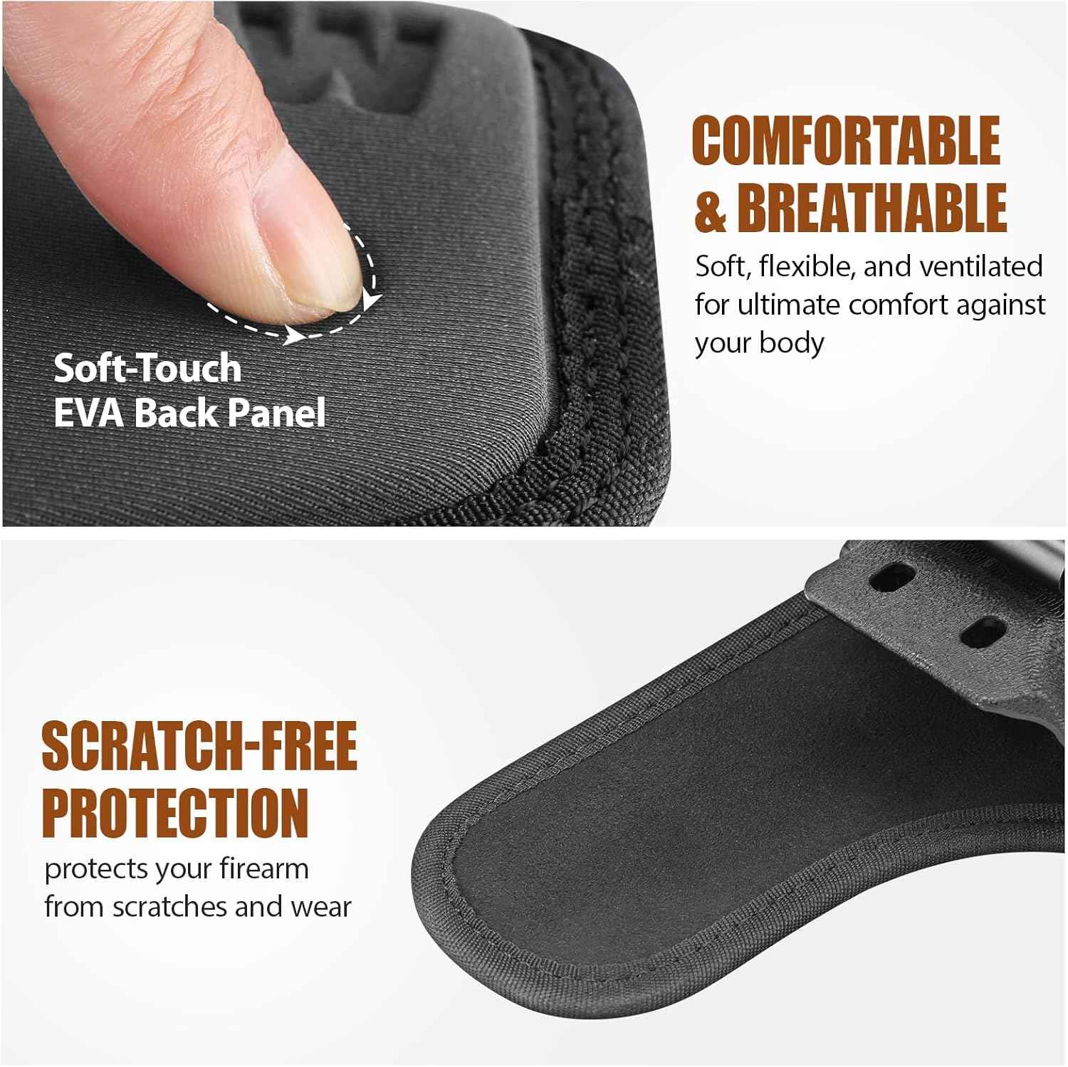 WARRIORLAND IWB Hybrid Holster for 5" 1911 No-Rail (Colt · Kimber · Ruger · S&W · Sig · RIA · Tisas) - Optic Cut, Adjustable Cant/Height/Retention, Ultimate Comfort Leather-Kydex, Right Hand Draw