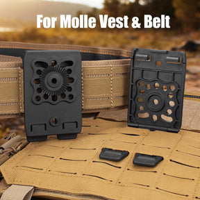 MOLLE Holster & Mag Pouch Adapter (3-Inch) - WARRIORLAND Heavy-Duty Tactical Clip for Holsters, Pouches, Taser X7/X26P, Sheaths & Backpacks, w/Mount Screw & Nut Kit, 1 Pack WARRIORLAND