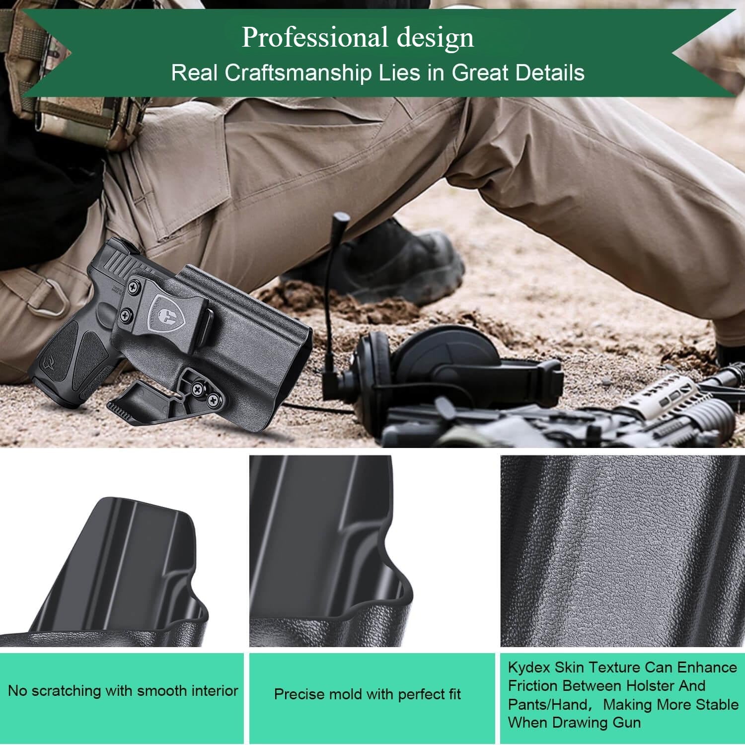Taurus G3 IWB Kydex Holster with Claw Red Dot Optics Cut Concealed Carry Appendix Concealment Trigger Guard Holsters for Fat Guys | WARRIORLAND WARRIORLAND